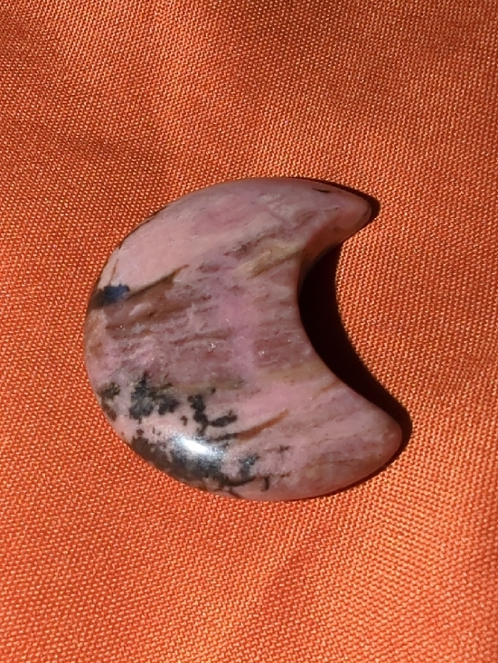 Pink Rhodonite Crescent Moon Gemstone Carving - Picture 2 of 3